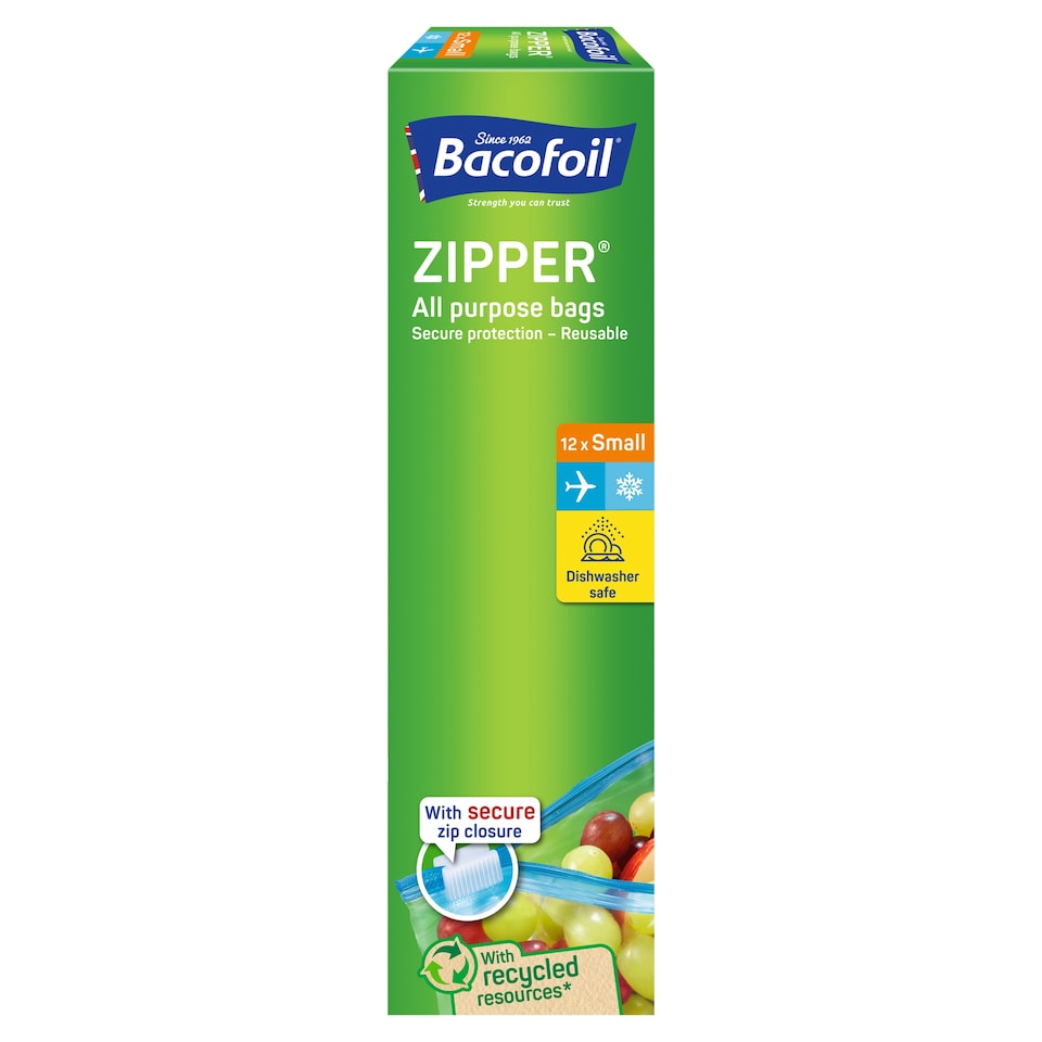 image 1 of Bacofoil Zipper All Purpose Bags Small 12 Pack