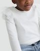 image 2 of F&F Girls Pure Cotton Ruffle Shoulder Long Sleeved Top in White