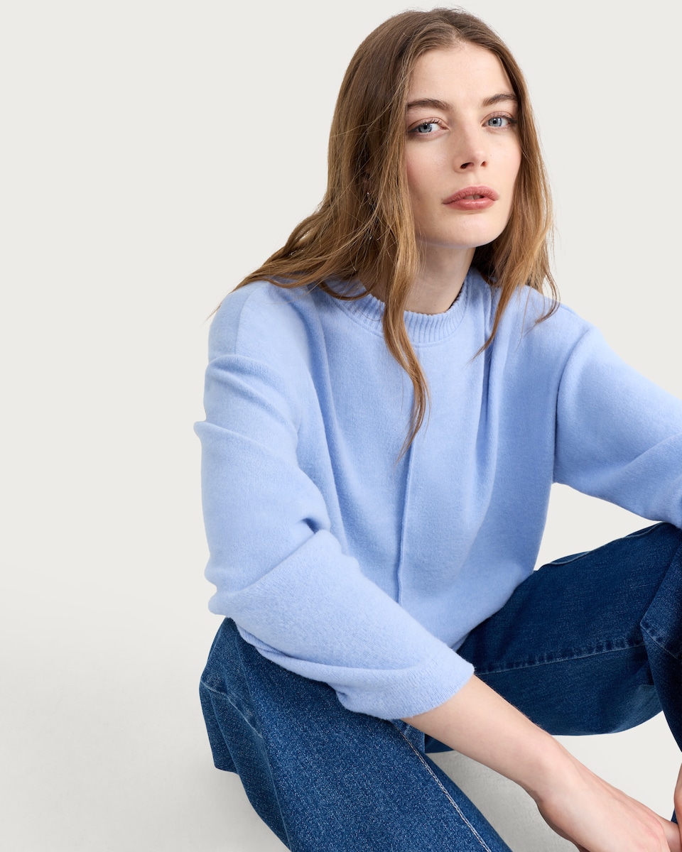 image 1 of F&F Textured Long Sleeved Jumper in Blue