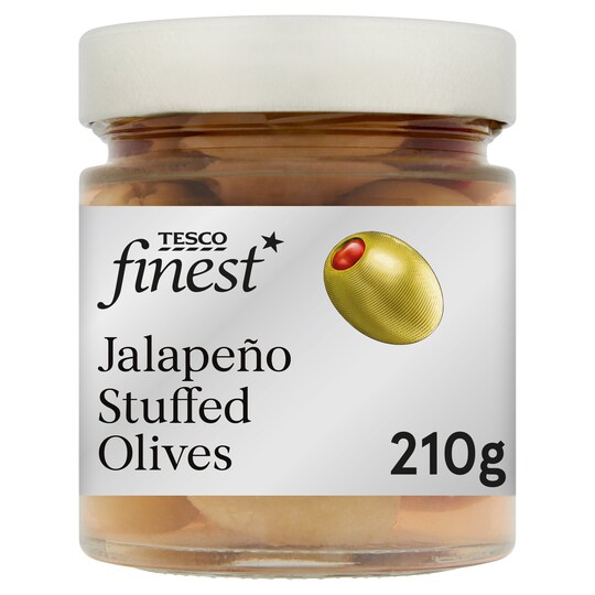 Tesco Finest Jalapeno Stuffed Olives 210G Tesco Groceries