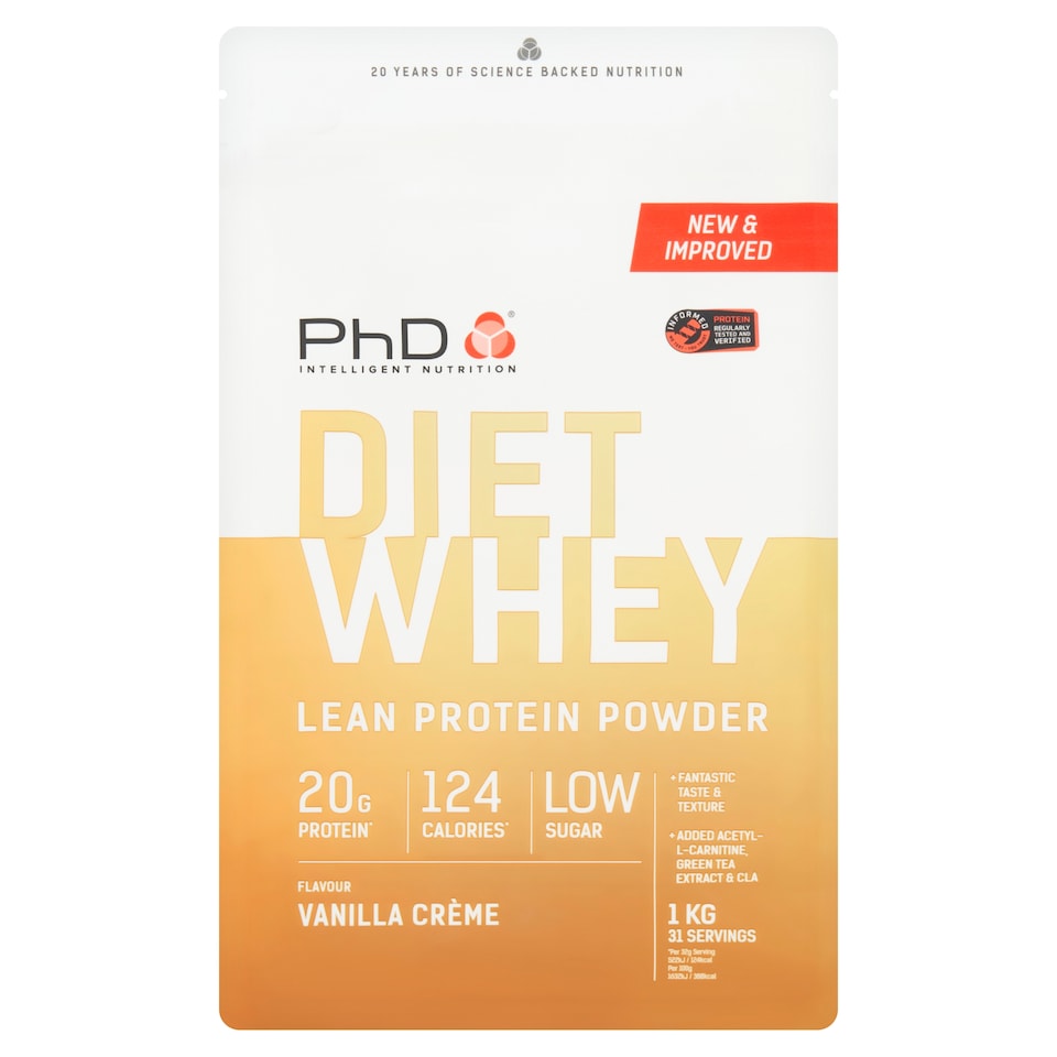 PhD Diet Whey Protein Powder - Vanilla Crème 1kg