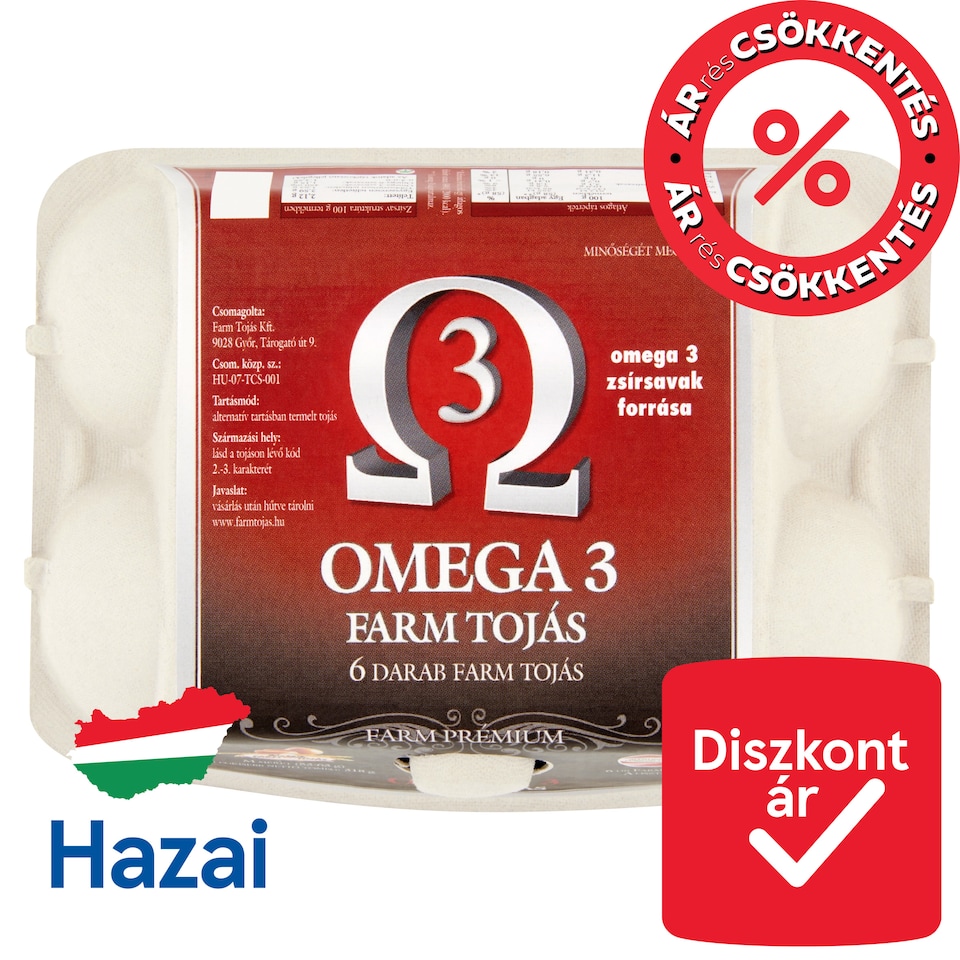 Farm Tojás Prémium Omega 3 tojás M 6 db  1. kép