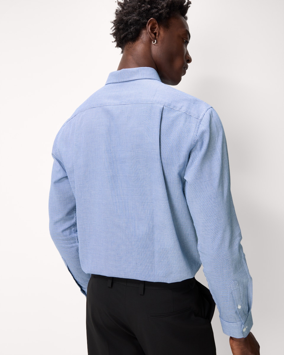 image 1 of F&F Pure Cotton Textured Regular Fit Shirt in Blue