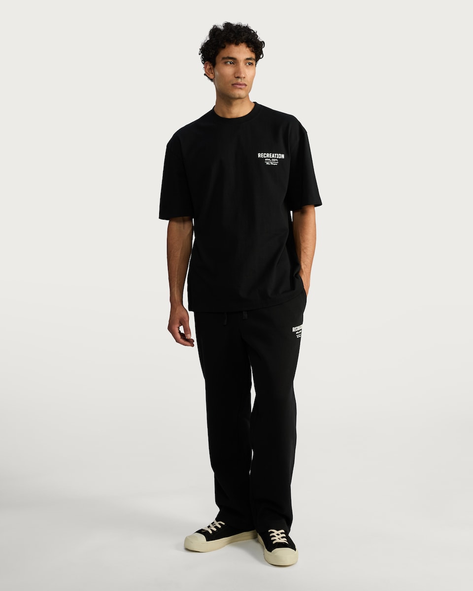 image 1 of F&F Pure Cotton Oversized Recreation Athl. Dept. Slogan T-Shirt in Black