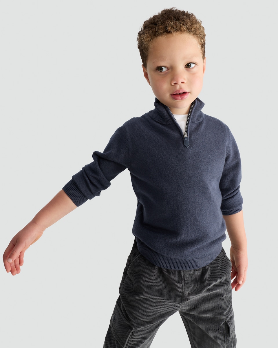 image 1 of F&F x Samantha Faiers Knitted Half Zip Jumper in Navy