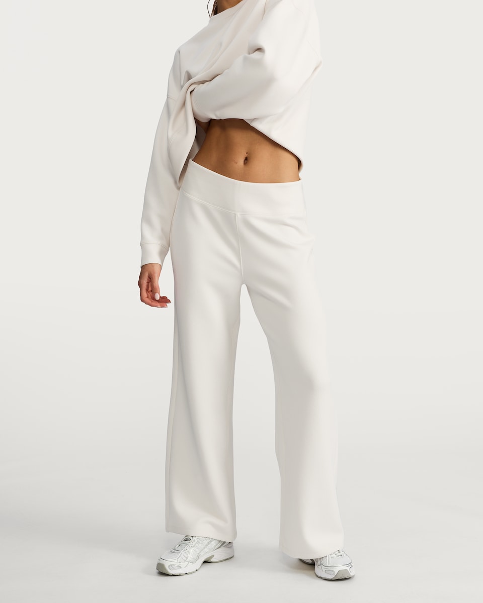 image 1 of F&F Active Ribbed Wide Leg Joggers in Cream