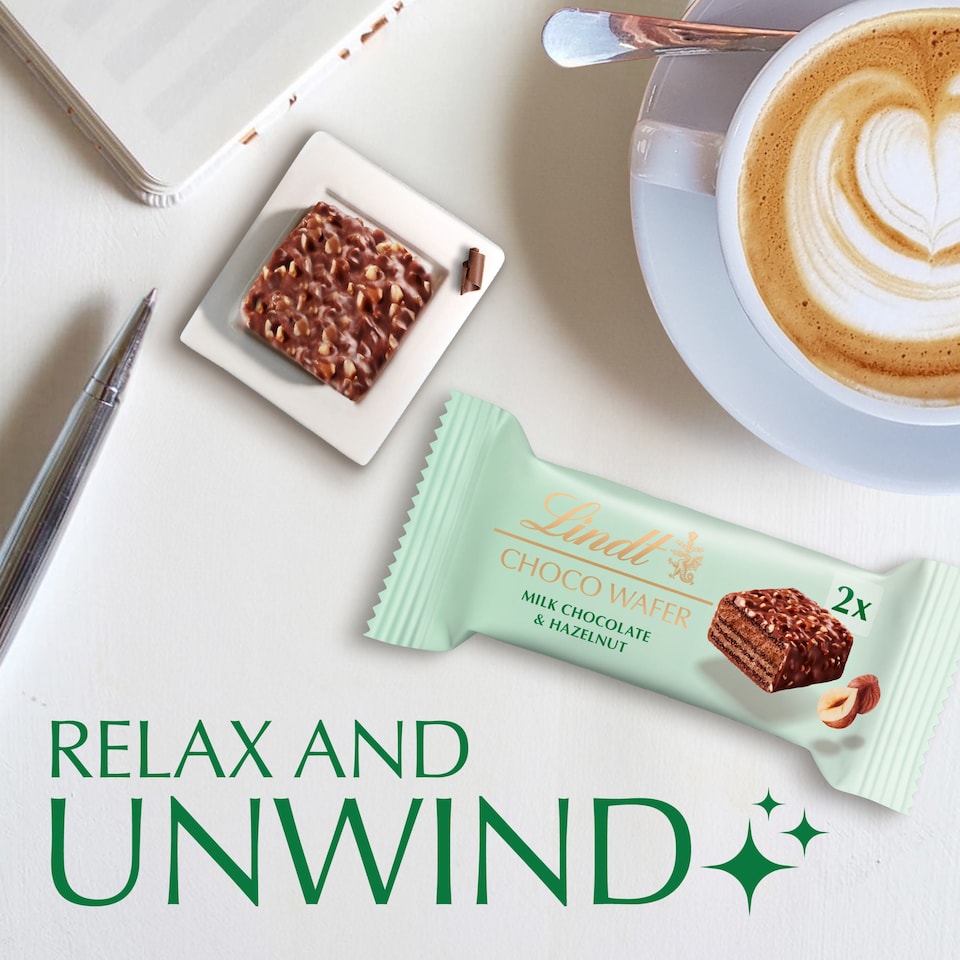 image 1 of Lindt Milk Chocolate & Hazelnut Choco Wafer Bar 30G