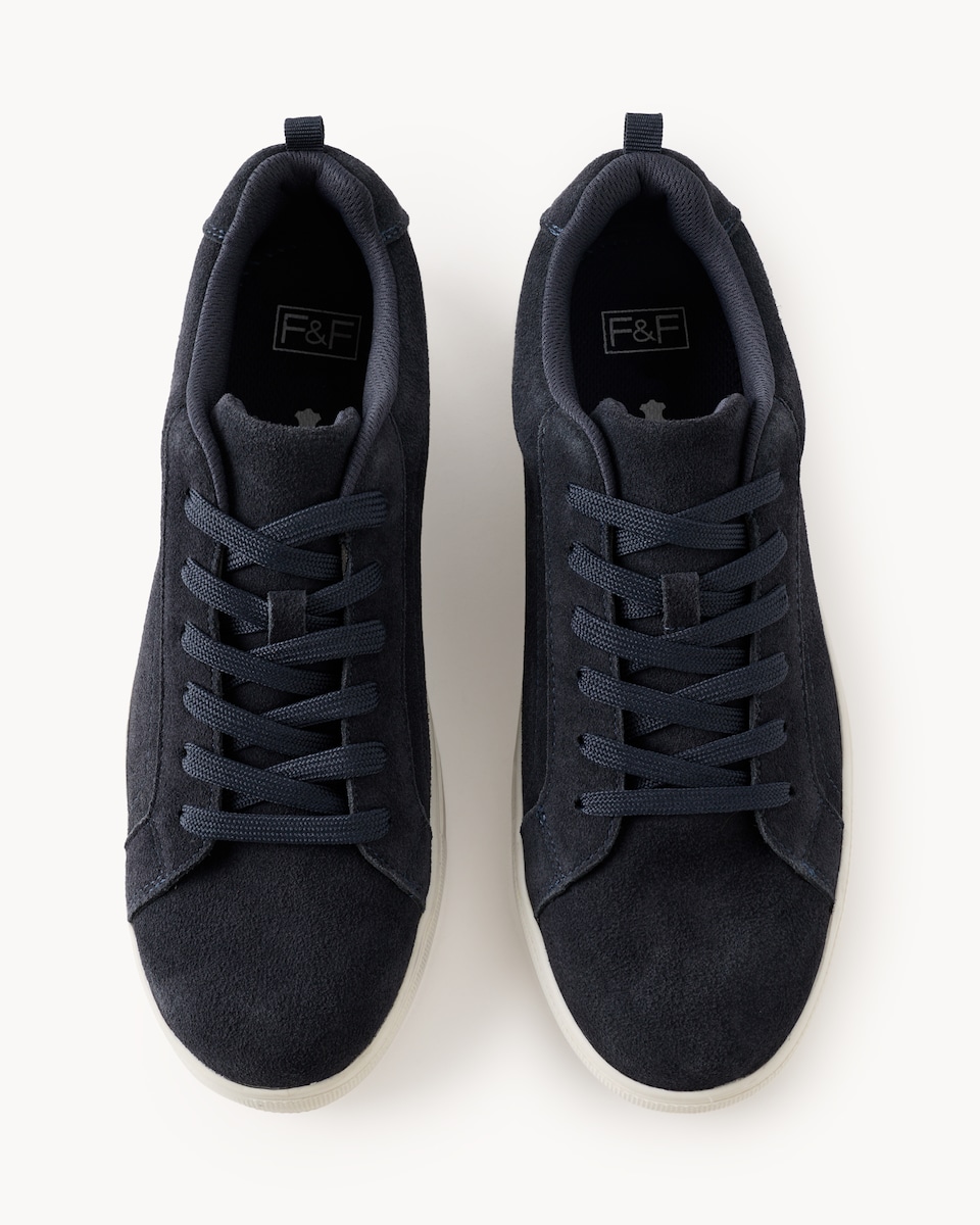 image 1 of F&F Suede Leather Lace Up Trainers in Navy