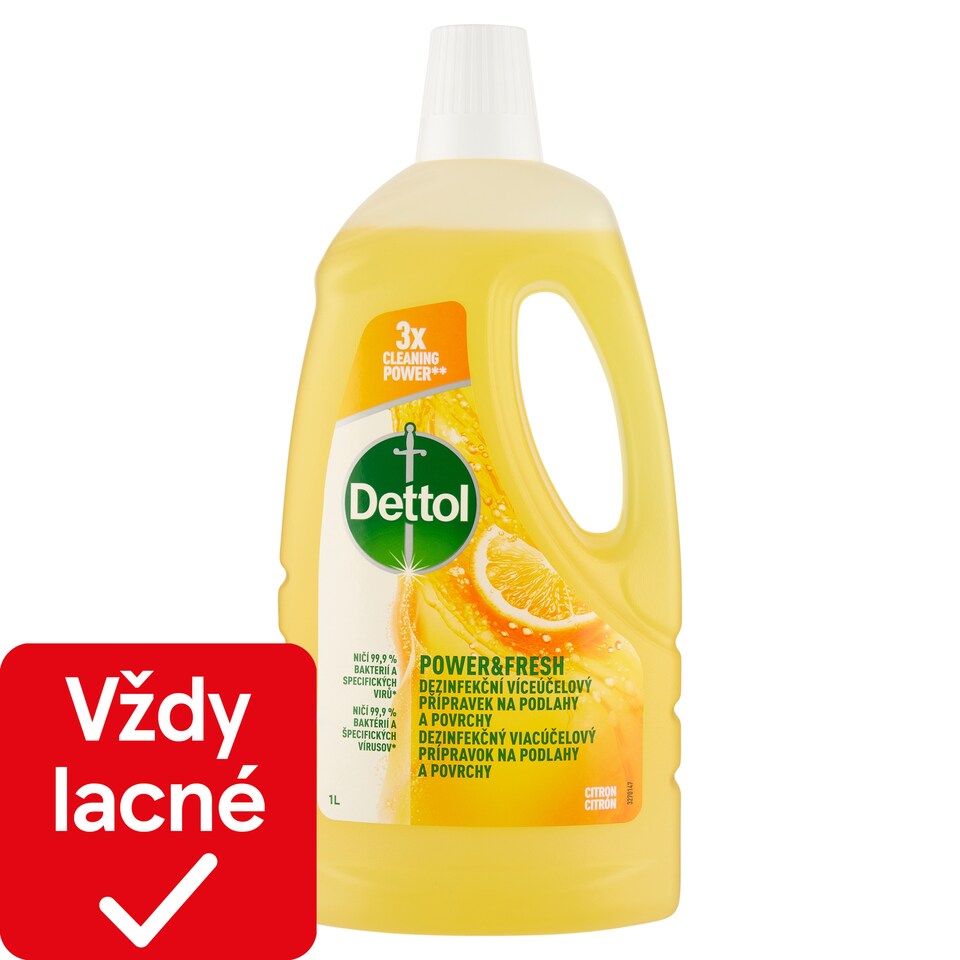 obrázok 1 z Dettol Power & Fresh dezinfekčný viacúčelový prípravok na podlahy a povrchy citrón 1 l