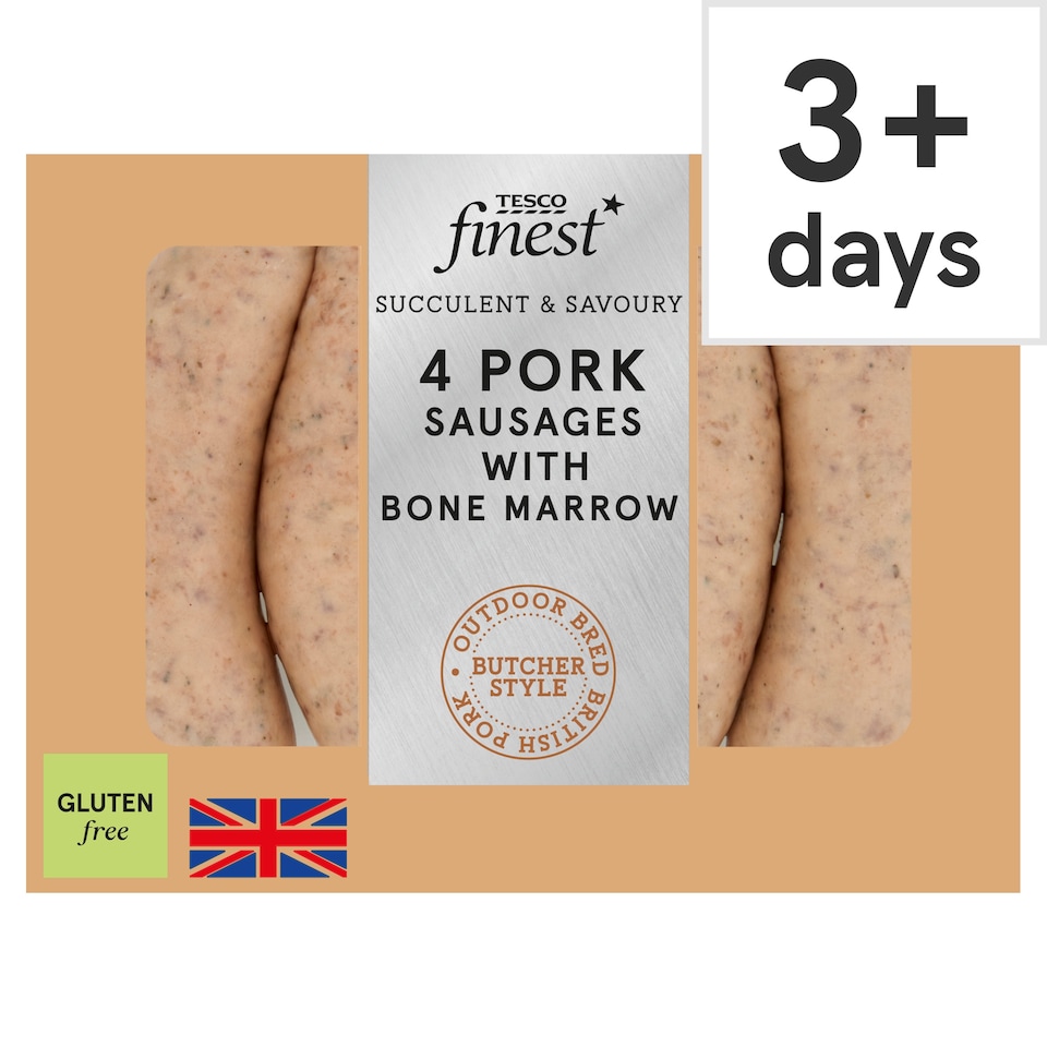 Tesco Finest 4 Pork Sausages with Bone Marrow 440g