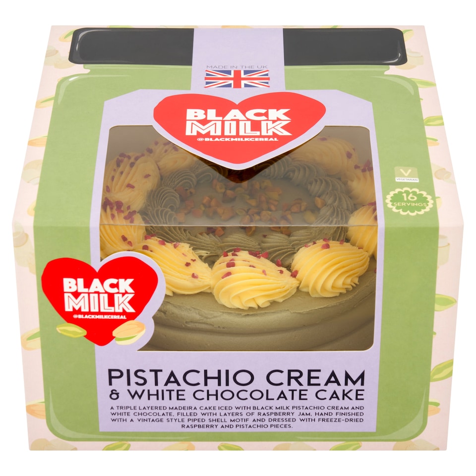 Black Milk Pistachio Cream & White Chocolate Cake