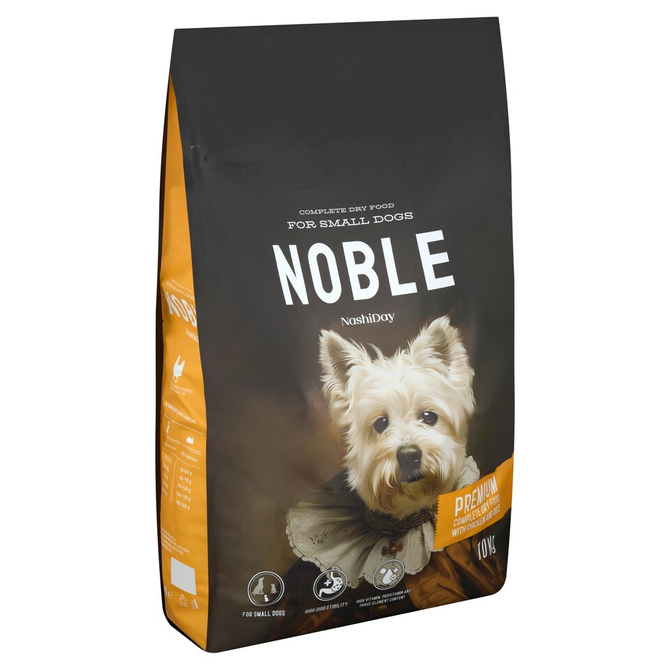 NashiDay Noble teljes értékű száraz állateledel kistestű kutyák számára csirkével és rizzsel 10 kg  1. kép
