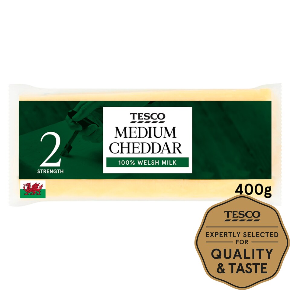 Tesco Welsh Medium Cheddar 400G