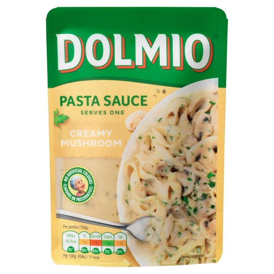 Dolmio Creamy Mushroom Pouch Pasta Sauce 150G Tesco Groceries