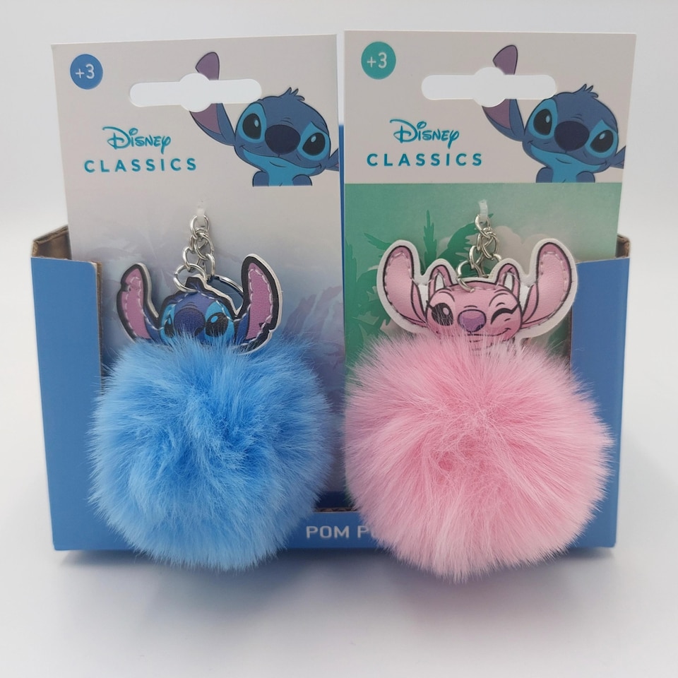 image 1 of Disney Stitch & Angel Fluffy Keyring Assortment Christmas Gift