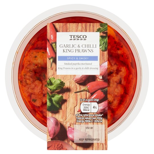 Tesco Chilli & Garlic King Prawns 120G Tesco Groceries