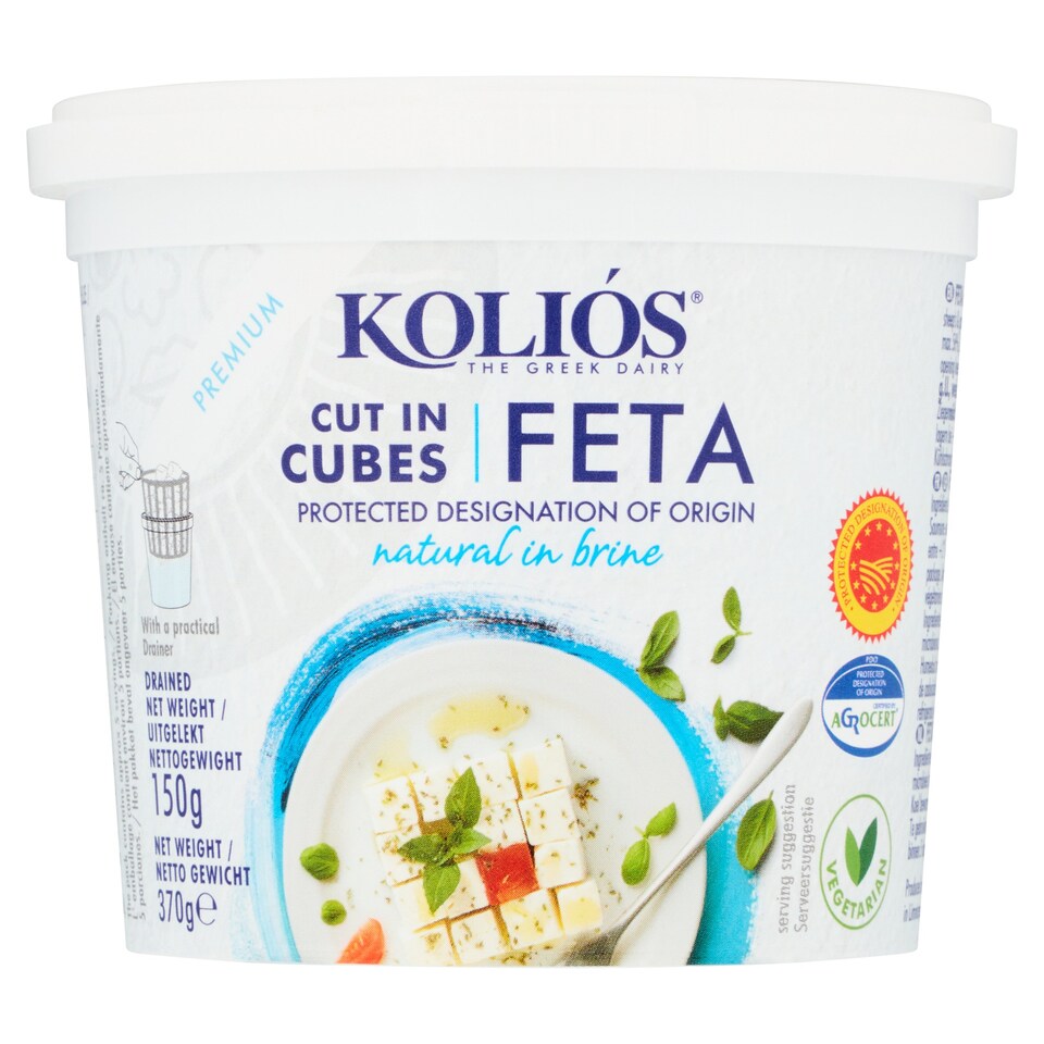 Kolios Feta Cheese Cubes In Brine 370G Tesco Groceries