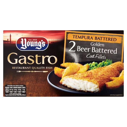 Youngs Gastro 2 Beer Batter Cod Fillets 270G Tesco Groceries