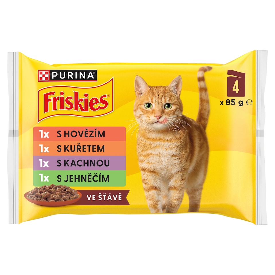 Friskies Cat Food Pouches Chicken, Beef, Lamb, Duck in Gravy 4 x 85g