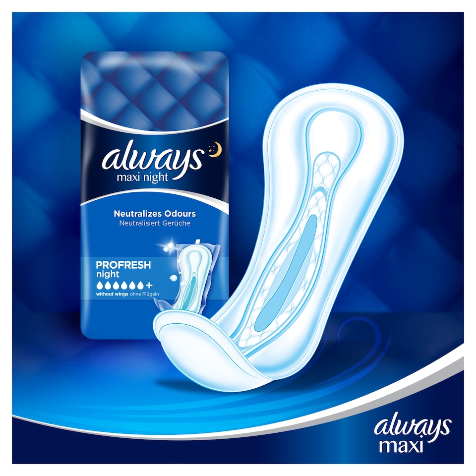 image 1 of Always Maxi Size 3 Night Sanitary Towels 9 Pack