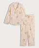 image 2 of F&F Poplin Floral Striped Revere Pyjama Set in Coral