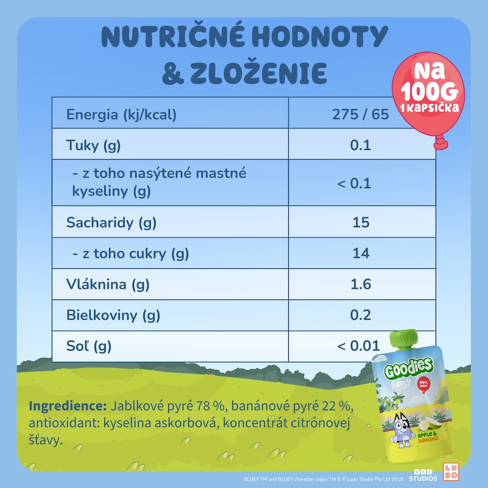 obrázok 1 z Goodies kapsička Bluey jablko & banán 100 g