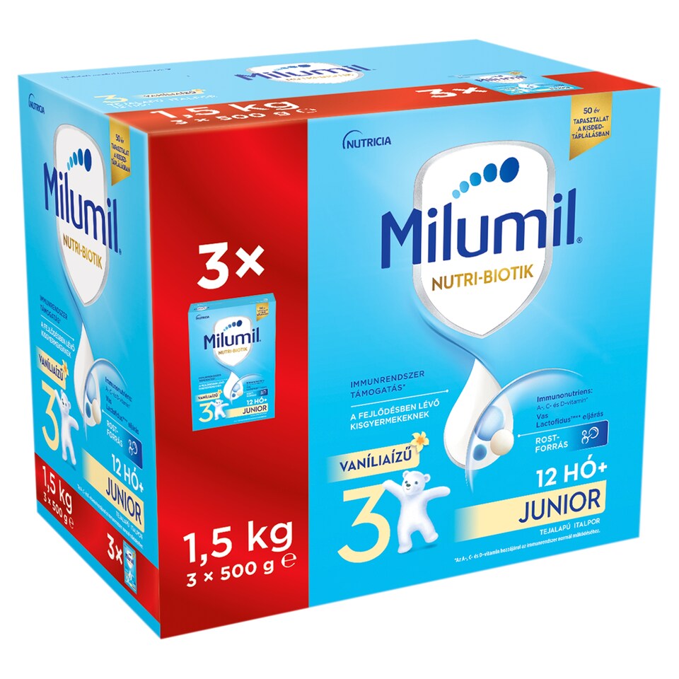 Milumil Nutri-Biotik 5 Junior Milk-Based Drink Powder 12 Months+ 3 x 500 g (1,5 kg)