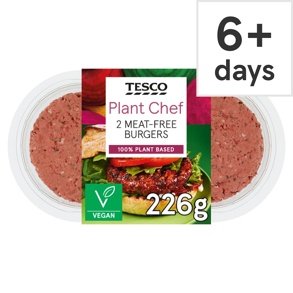 Tesco Plant Chef 2 Meat Free Burgers 226G