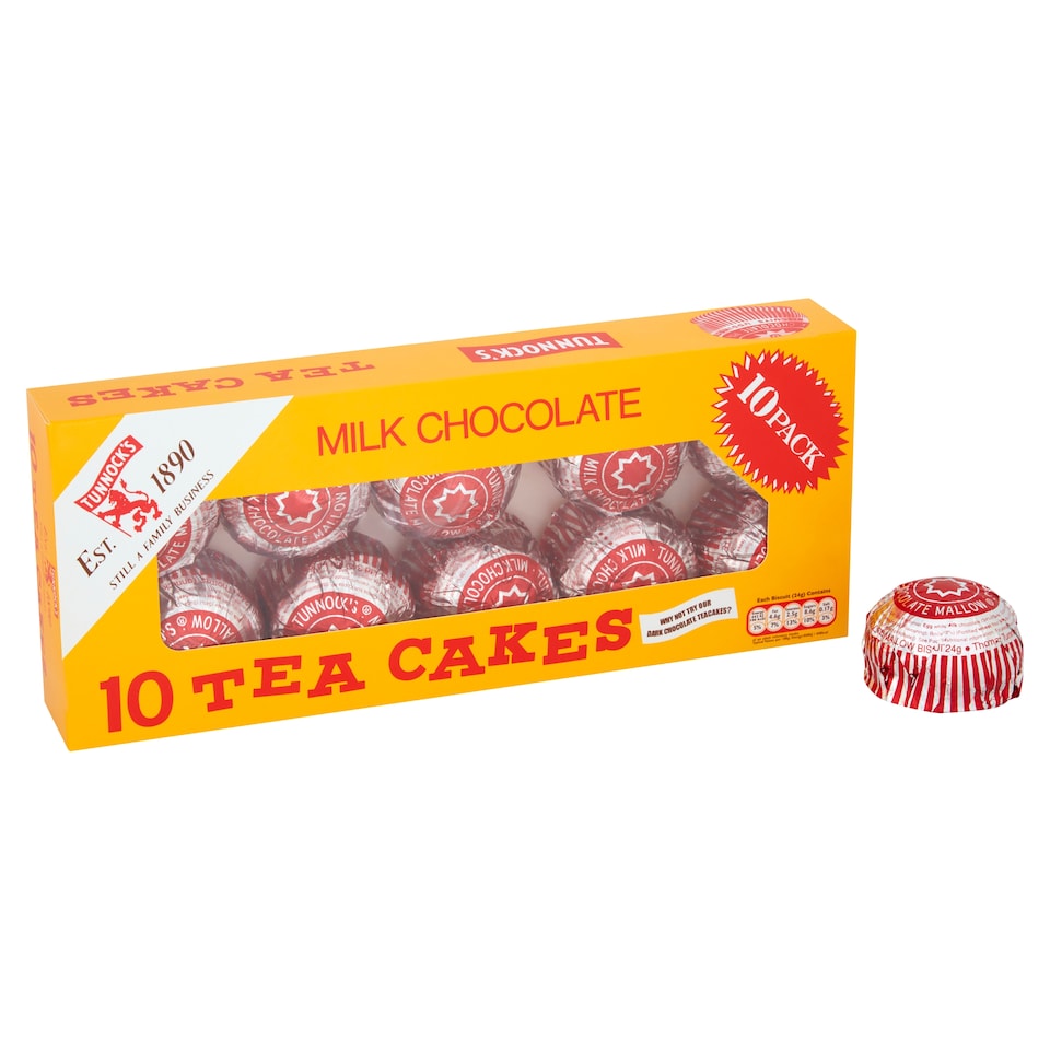 image 1 of Tunnocks Milk Chocolate Marshmallow Tea Cakes Biscuits Multipack, 10 Pack 275g