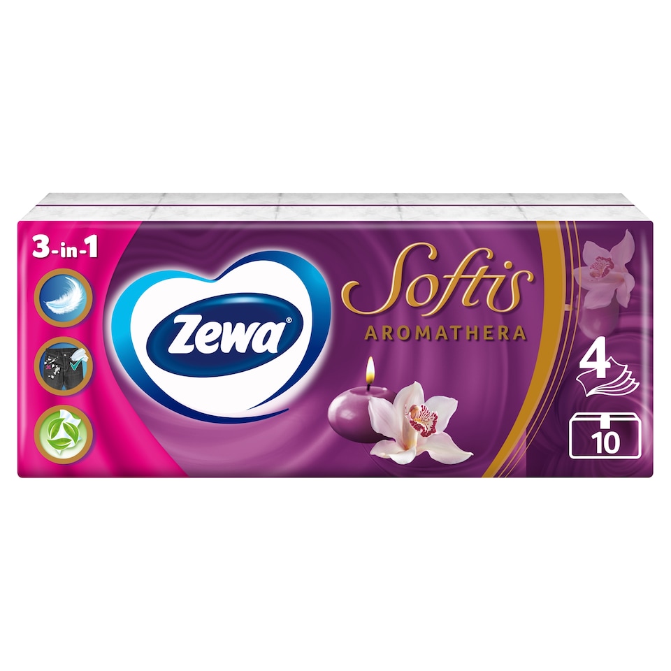 image 1 of Zewa Softis Aromathera Scented Handkerchiefs 4 Ply 10 x 9 pcs