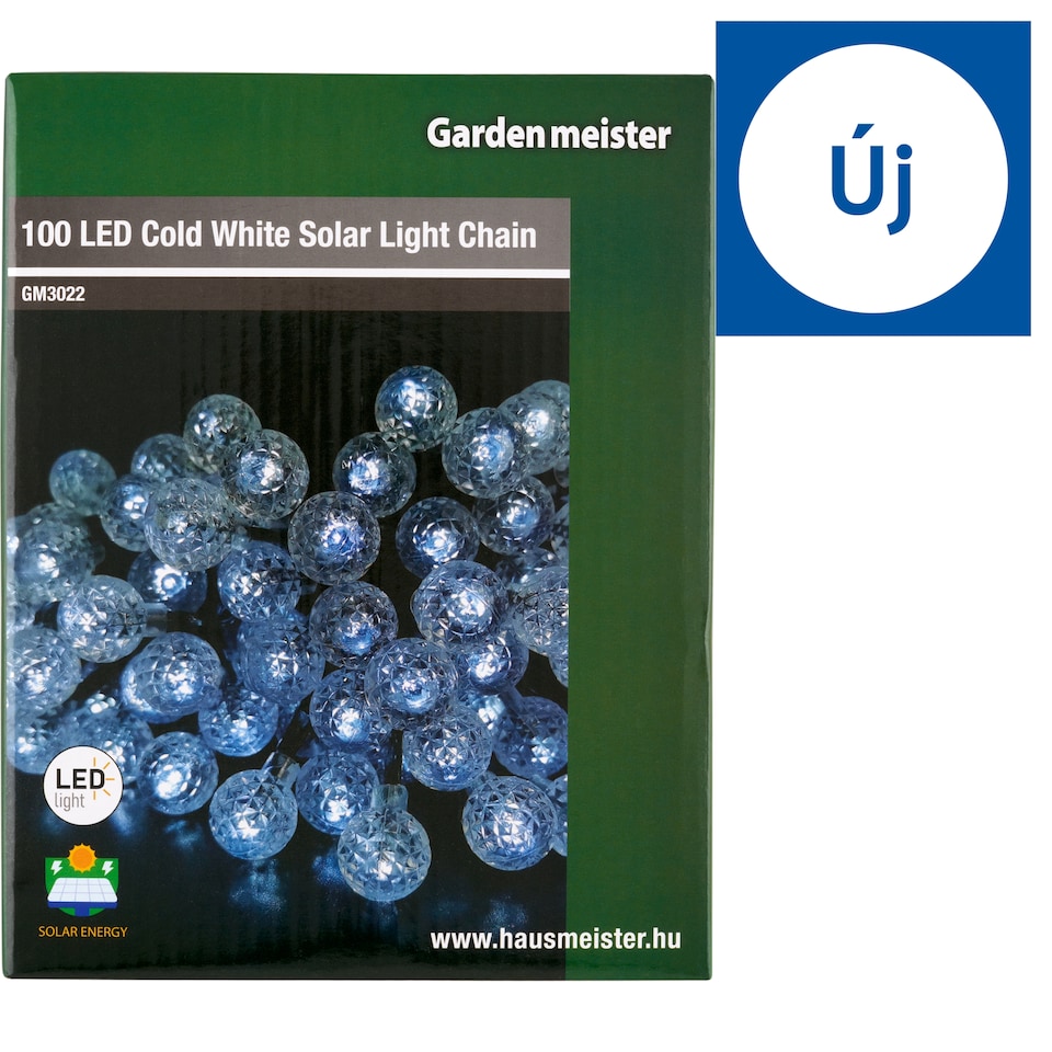 Garden meister GM3023 100 LED-es fehér szolár fényfüzér