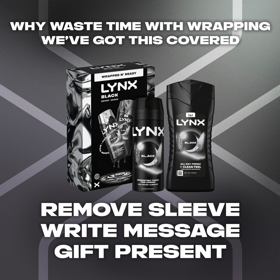image 1 of Lynx Black Bodyspray & Bodywash Gift Set