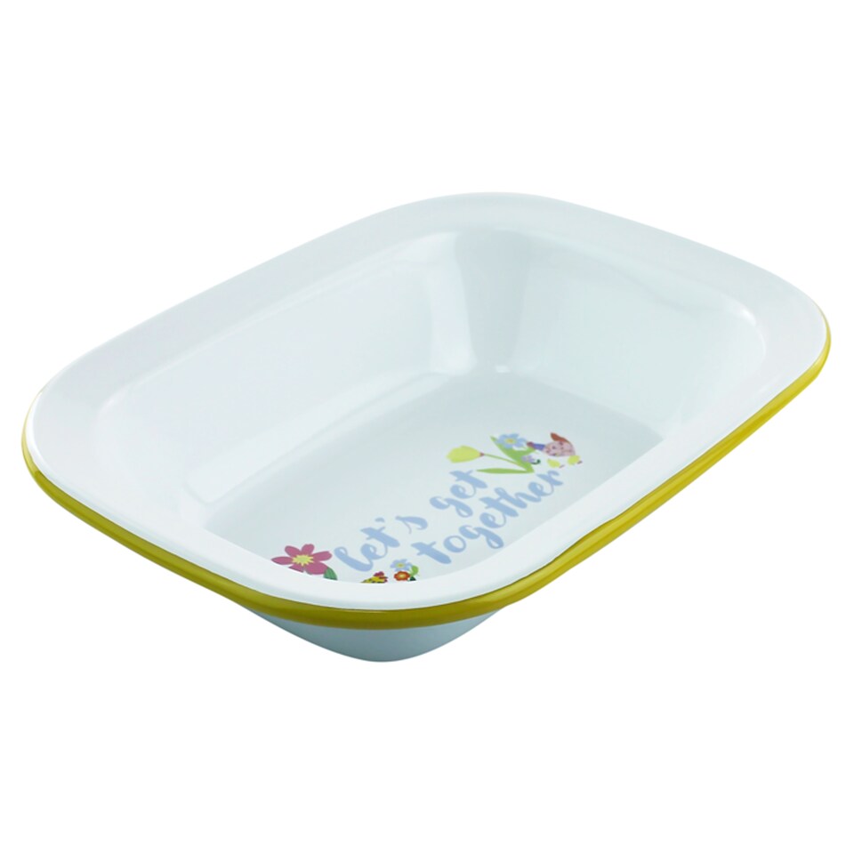 image 1 of Tesco Enamel Spring Pie Dish 26cm
