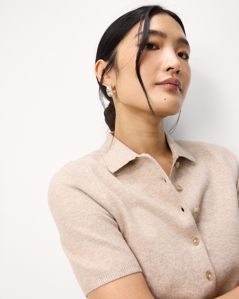 image 1 of F&F Knitted Short Sleeved Cardigan in Neutral