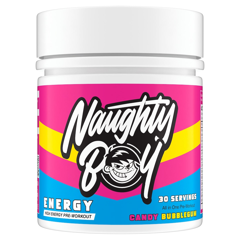 NAUGHTY BOY ENERGY PRE-WORKOUT CANDY BUBBLEGUM FLAVOUR 390g