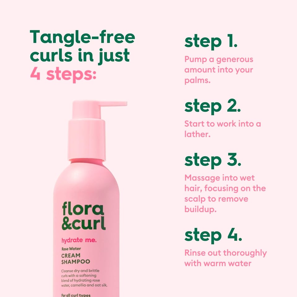 image 1 of Flora & Curl Rose Water Cream Shampoo 300ml