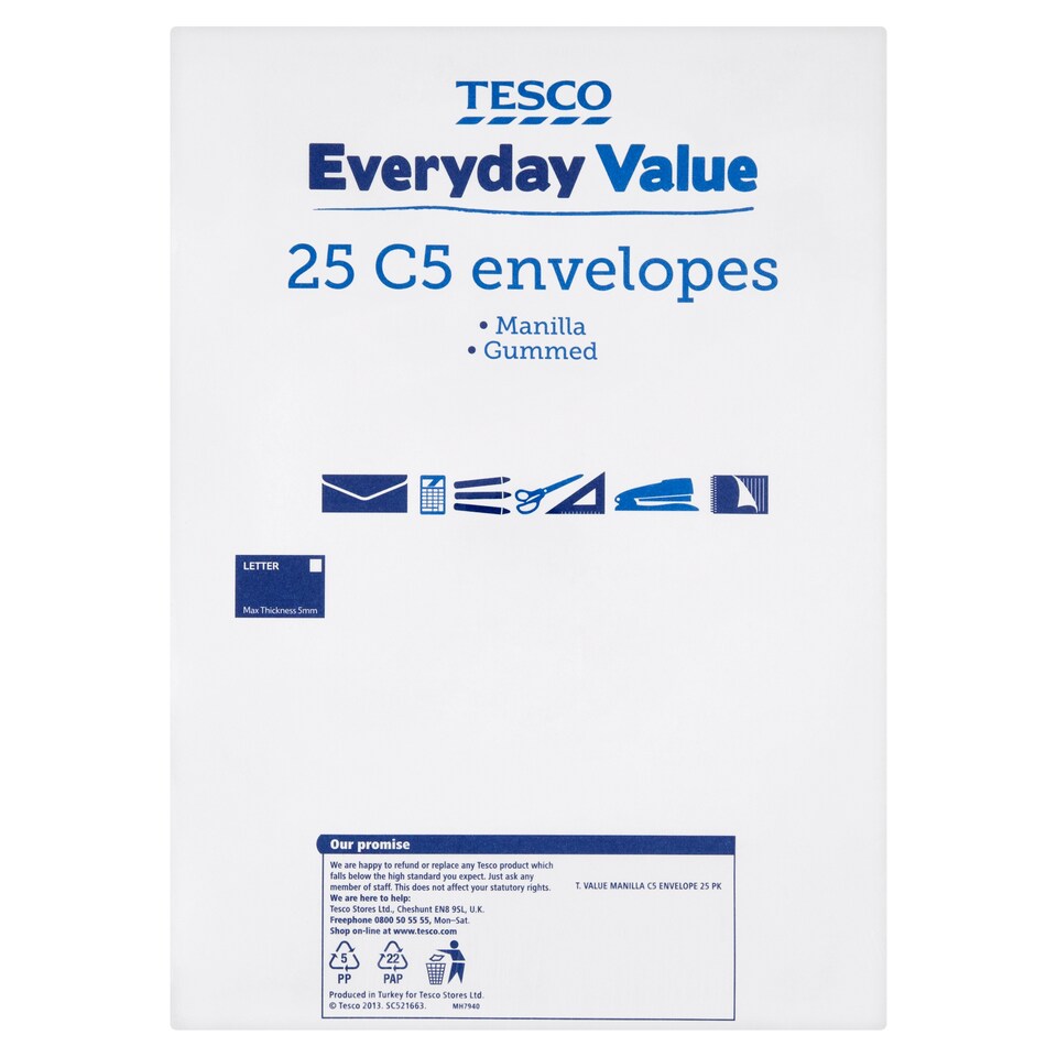 Tesco Manilla C5 Envelope 25Pk