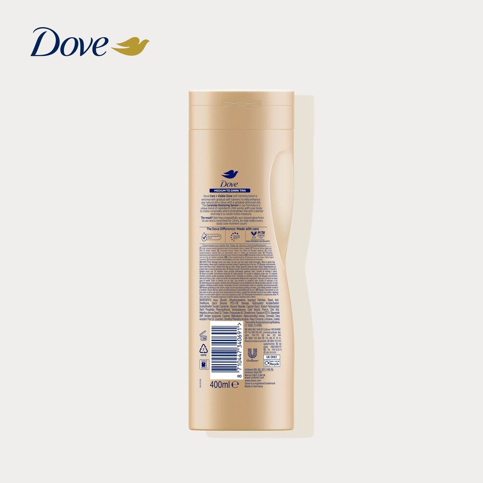 image 1 of Dove Visibleglow Gradual Self Tan Medium To Dark 400Ml