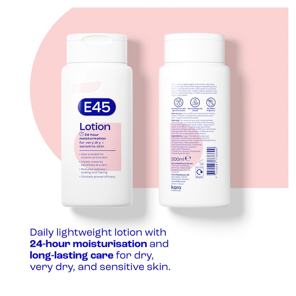 image 1 of E45 Moisturiser Body Lotion for Dry & Sensitive Skin 200ml