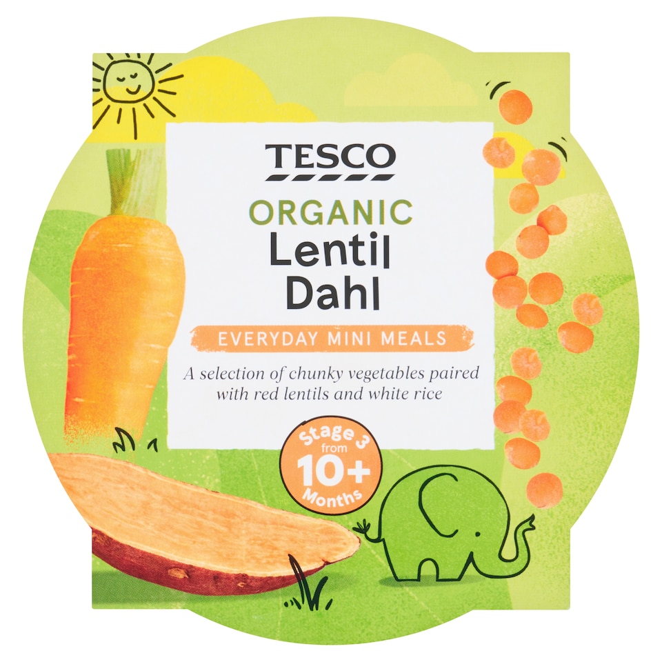 Tesco Organic Lentil Dahl Stage 3 10+ Months 190g