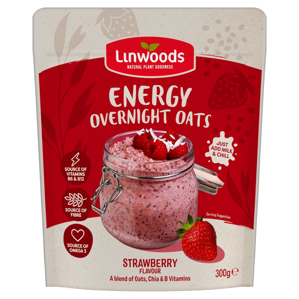 image 1 of Linwoods Energy Overnight Oats, Strawberry Flavour 300g