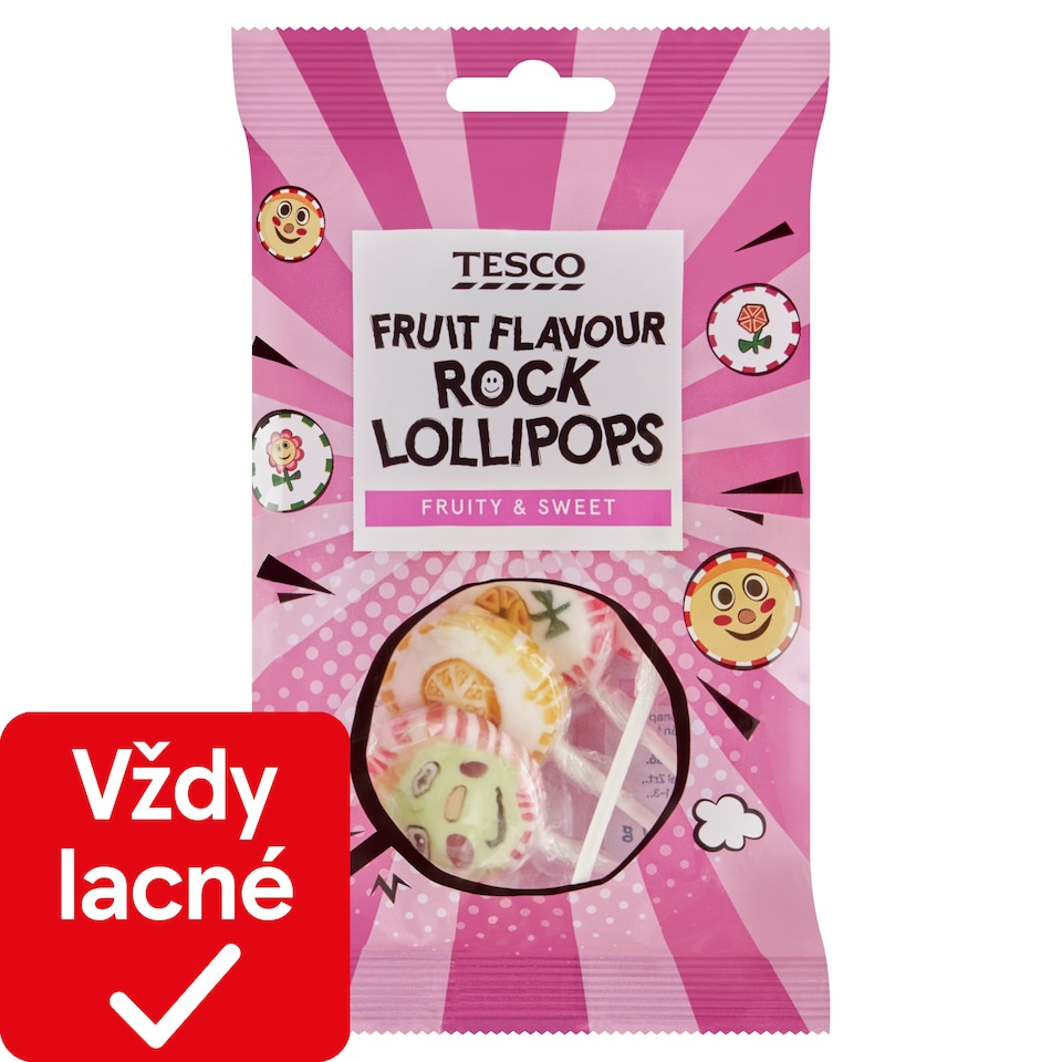 Tesco Fruit Flavour Rock Lollipops 50 g