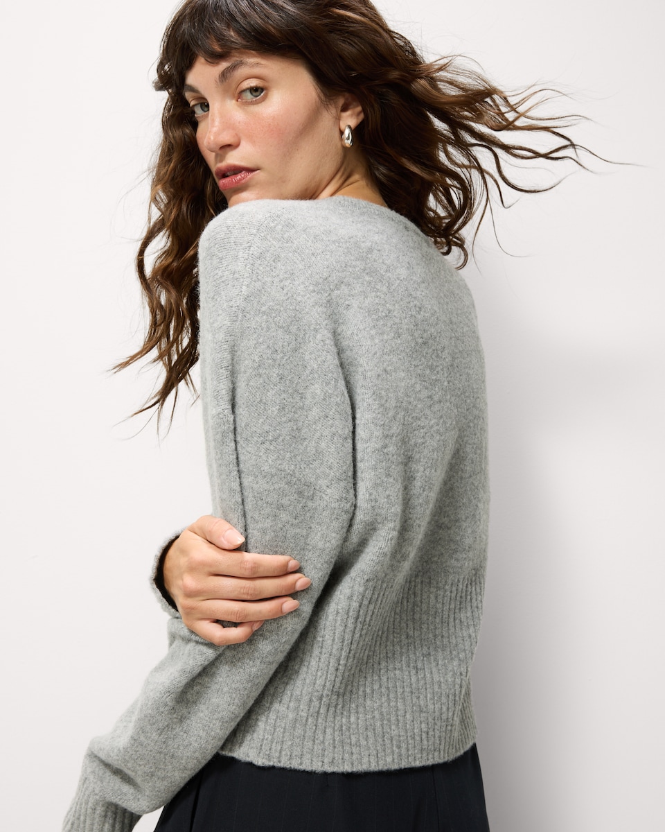 image 1 of F&F Waisted Knitted Cardigan with Wool in Grey