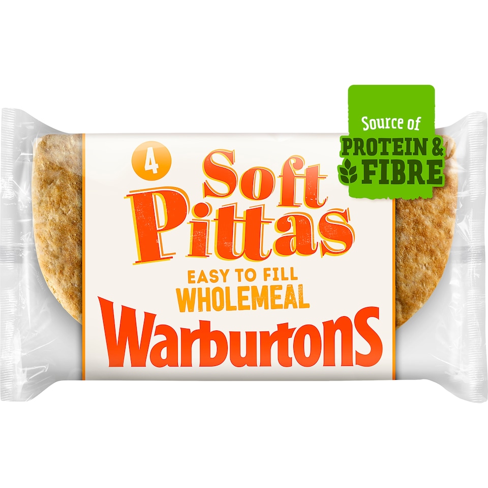 image 1 of Warburtons Soft Wholemeal Pitta Breads 4 Pack