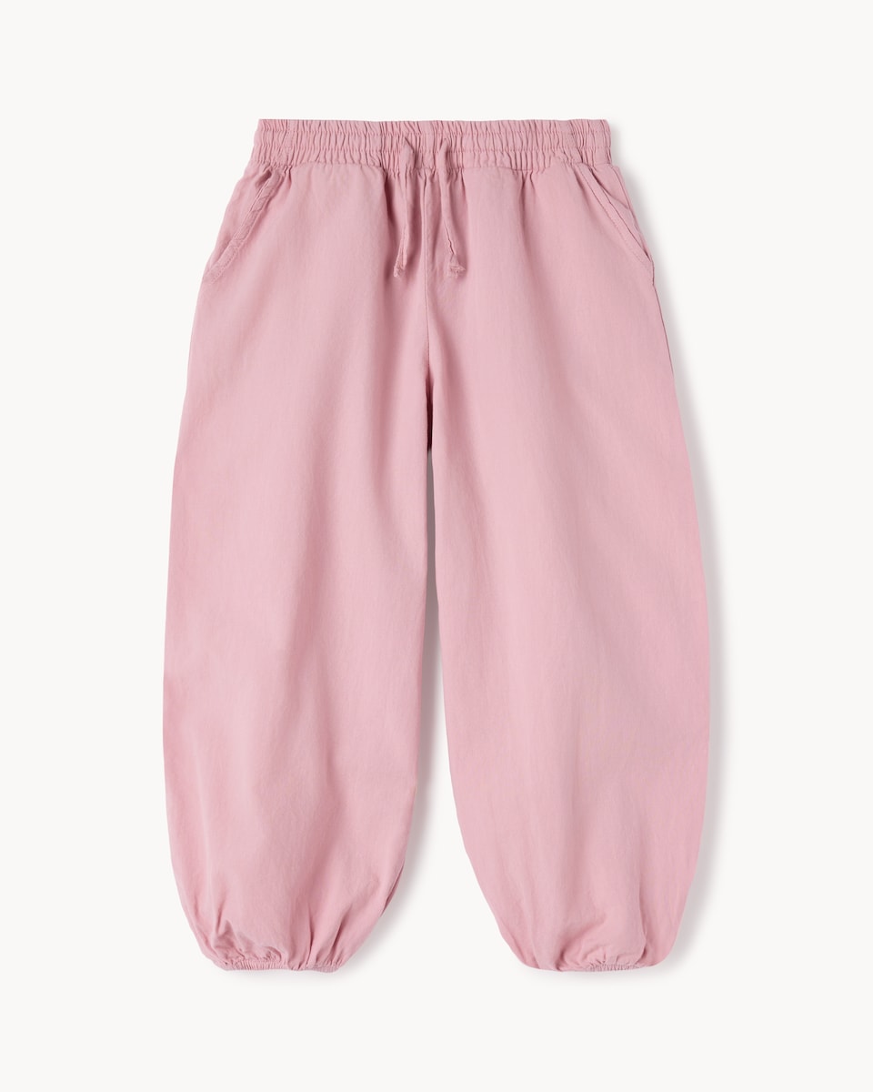 image 1 of F&F Girls Pure Cotton Balloon Leg Trousers in Pink