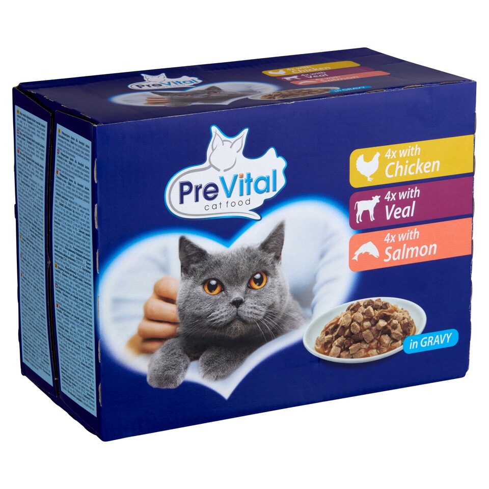 PreVital nedves macskaeledel, macskatáp felnőtt macskáknak szószban alutasakos 12 x 100 g