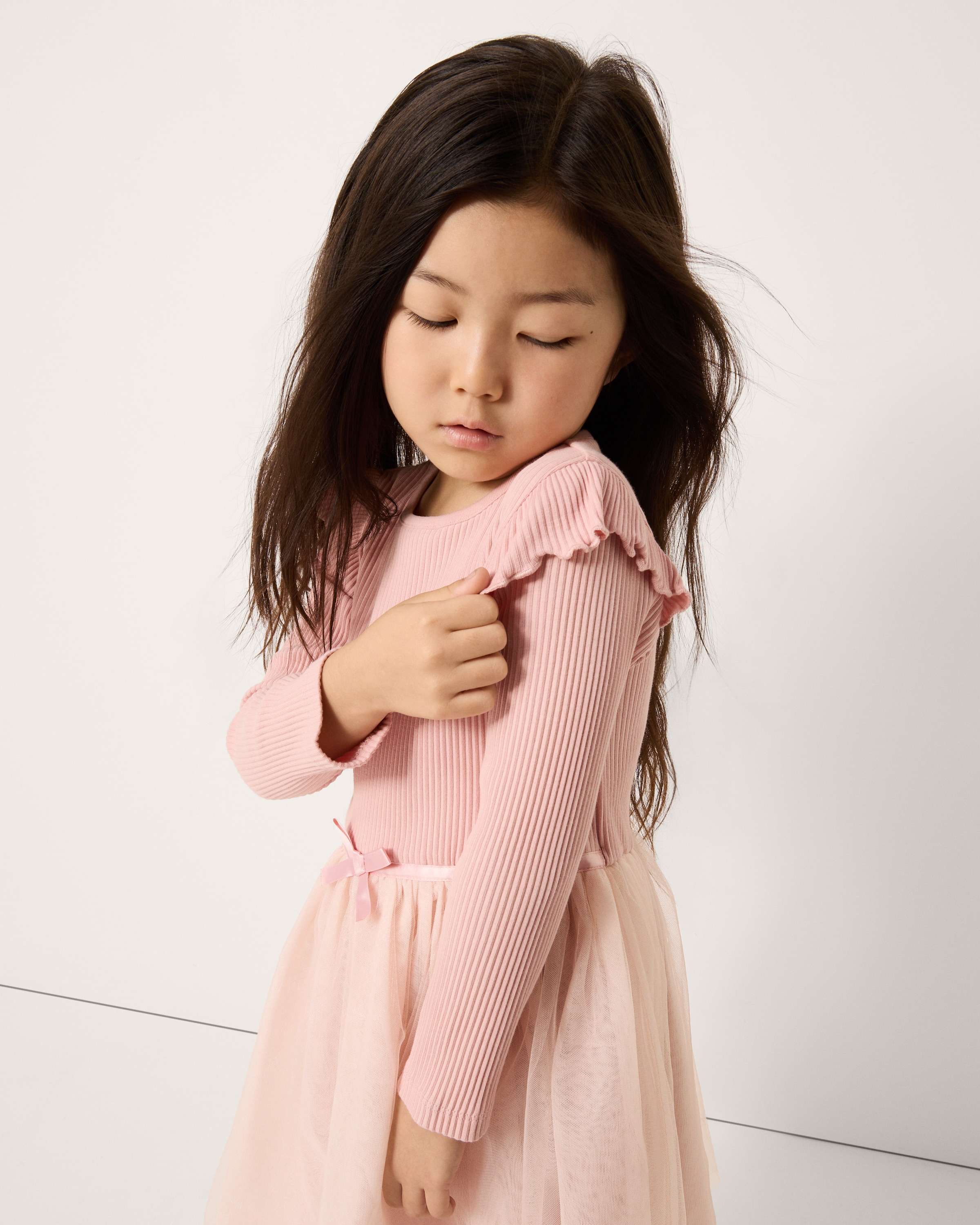 F&F Girls Cotton Rich Tulle Dress in Pink