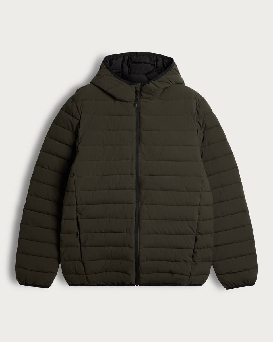 image 1 of F&F Hooded Shower Resistant Puffer Jacket in Khaki