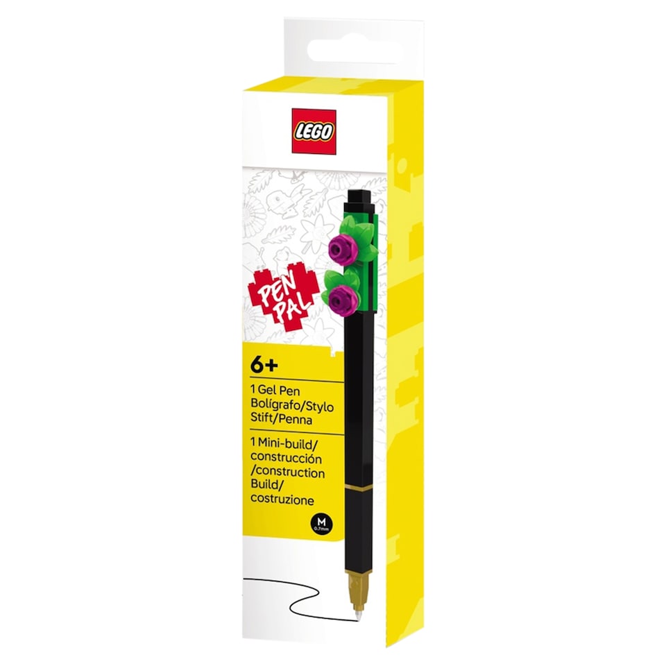 Lego Botanicals Gel Pen with Building Toy Pen Topper Purple Flower