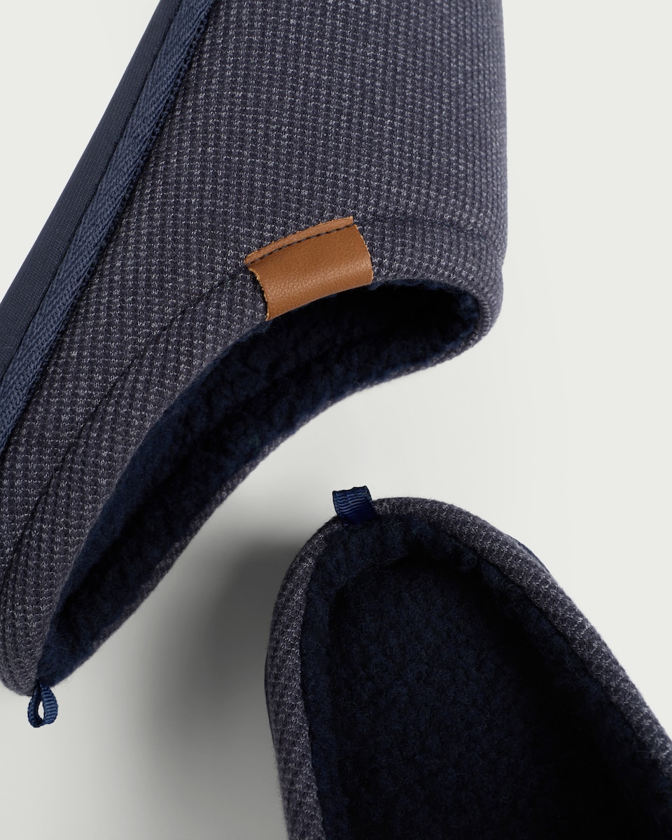 image 1 of F&F Herringbone Mule Slippers in Navy